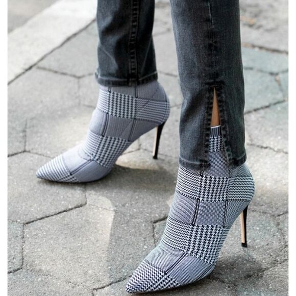 Something Navy Shoes - Something navy plaid booties